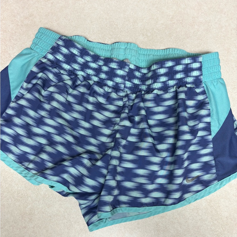 Nike Blue Athletic Shorts with Geometric Design